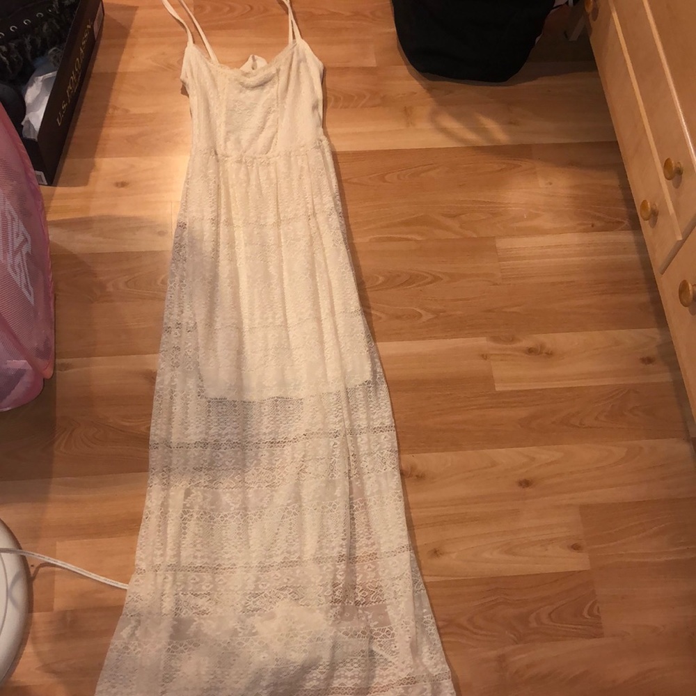 Cream Color with Lace Maxi Dress